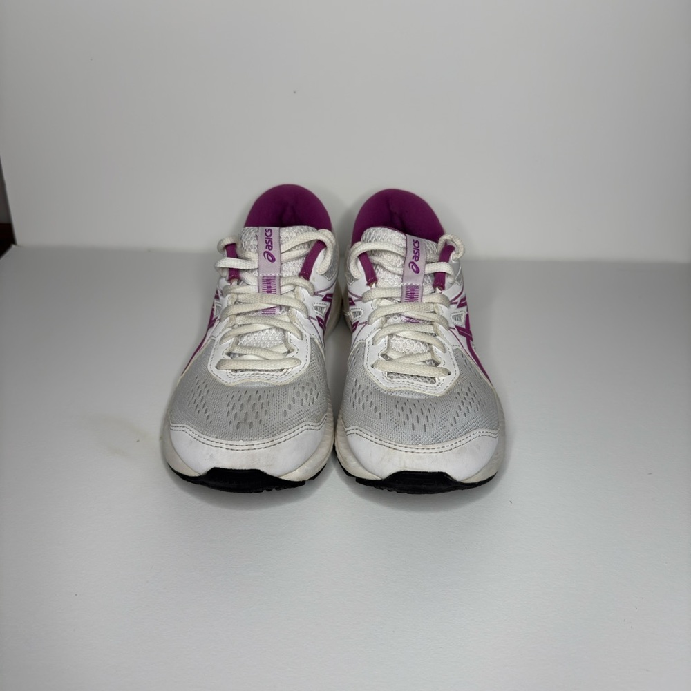 Asics White and Purple Athletic Shoes with Breathable Mesh - Picture 3 of 7
